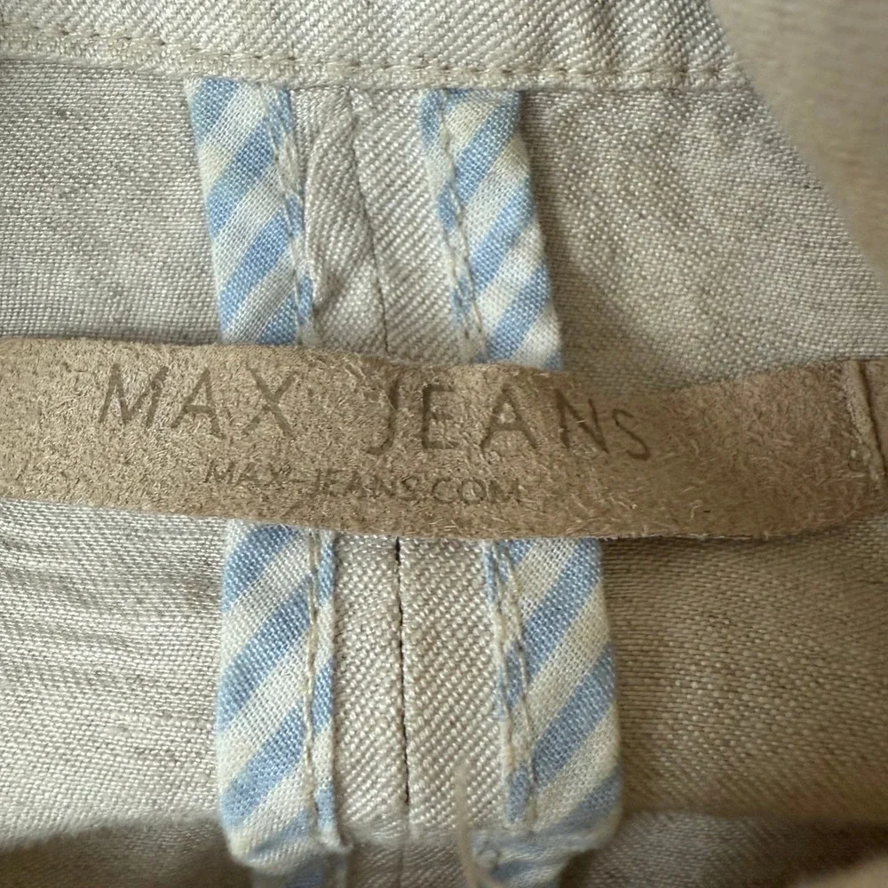 Max Jeans Utility Jacket‎ Lightweight Drawstring Waist Beige Linen Blend M